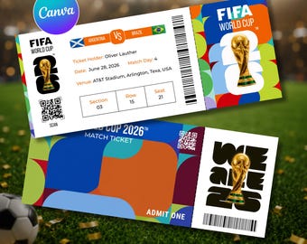 Customized World Cup 2026 Ticket | Matchday Ticket | Editable Birthday Voucher for Him | Digital Download | Football Gift