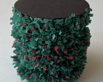 New!! Handmade Crepe Fringe-- Hunter Green with Burgundy Red Highlights