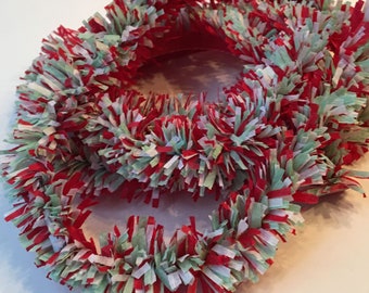Retro-style Handmade Red, White, and Mint Green Crepe Paper Fringe