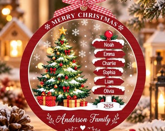 Personalized Family Christmas Ornament, Custom Wooden Christmas Tree Decoration, Family Name Ornament, Christmas Gift 2026
