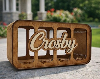 Handmade Wooden Piggy Bank | 4-Slot Money Box, Budget Organizer
