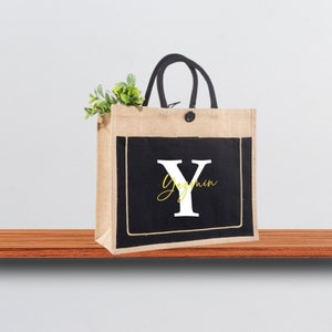 Jute bag with initials | Mother&#39;s Day gift | Birthday present Mum | Hens party | Personalized Bridesmaid gift idea | Farewell gift teacher