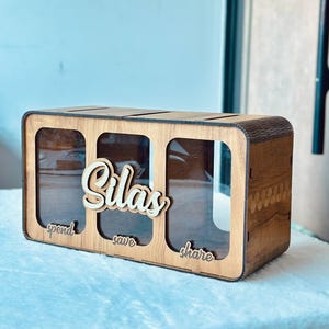 Personalisierte Holz Sparschwein: Sparen Sie Spend Anteil Bank