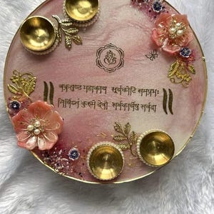 Resina 10&quot; Pooja Thali/Piatto/Roli chawal/Raksha Bandhan/Rakhi/Regalo di Natale fatto a mano