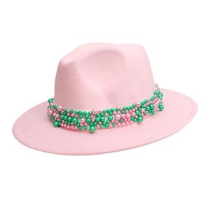 Chic Women\'s Pink and Green Hat with Decorative Band Lime Green Fuchsia Pink Womens Kentucky Derby Fascinator Hat  main image 2