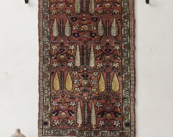 1960s Vintage Rug Tapestry : 2.17ft x 4.04ft - Antique Unique Rug
