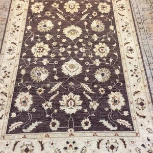 4x6 vintage brown rug, neutral oushak rug,farmhouse rug, antique rug,accent rug,flower rug, bohemian rug, turkish rug