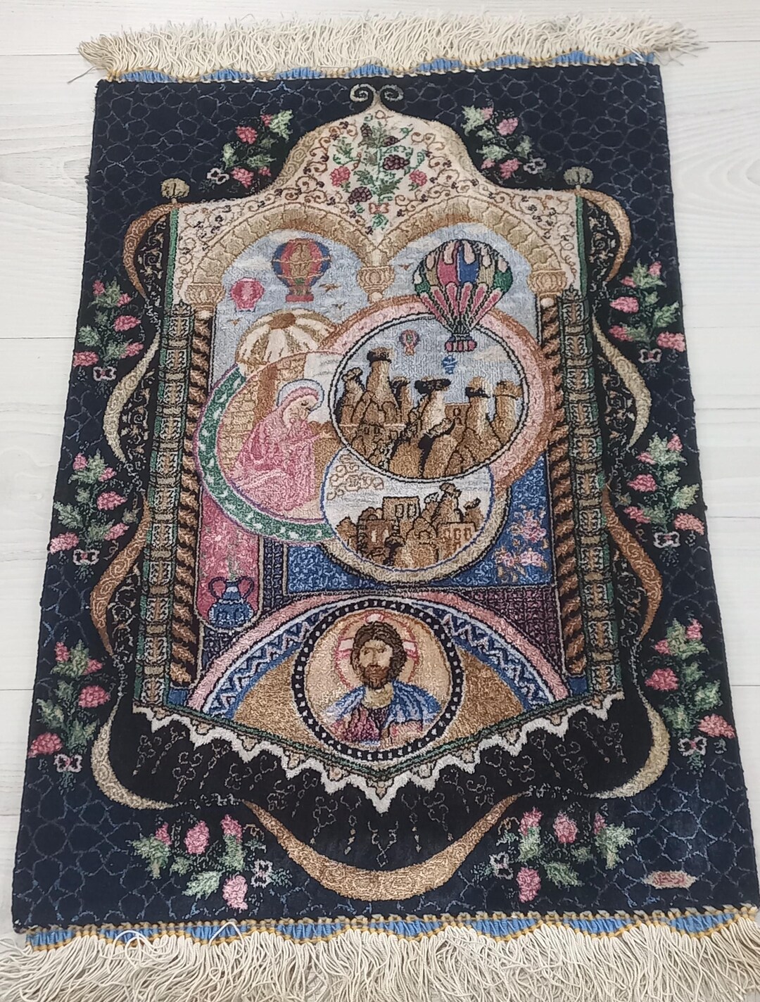 Tuft Rug Jesus Jesus Christ Bamboo Wall Rug : 12 X 22 in Silk Finish Cappadocia ...