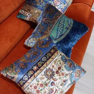 Funda de almohada de seda, cojín de alfombra, almohadas de sofá, funda de almohada de alfombra de seda, almohada turca, decoración del hogar, almohada boho, decoración linda del hogar