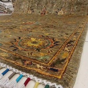Handwoven Afghan Wool Rug: 6.4 x 8.8 ft, Floral Tribal Carpet