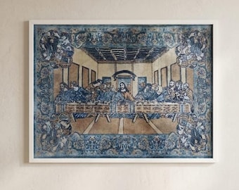 Gobelin „Ostatnia Wieczerza”: turecki jedwabny gobelin tkany na ścianie (20"x28")
