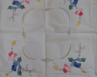 Mantel blanco bordado – Funda de mesa de encaje turco floral hecha a mano