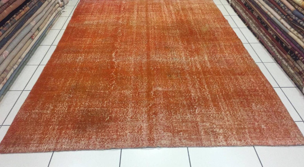 大判トルコヴィンテージラグ　239×138 オーバーダイ　ペールオレンジ 大判トルコヴィンテージラグ 239×138 オーバーダイ ペールオレンジ