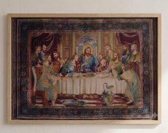 Gobelin „Ostatnia Wieczerza”: jedwabny materiał ścienny (20 x 28 cali)