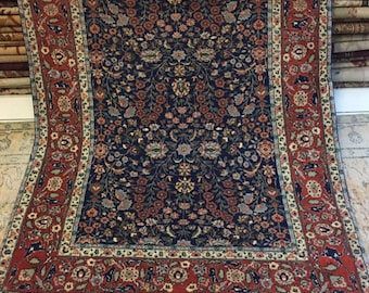 ヴィンテージ ヘレケ ラグ：手織りトルコウールカーペット、花柄