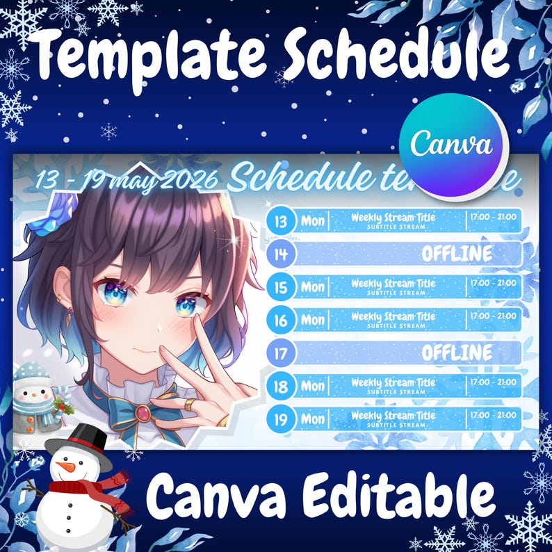 Winter Wonderland Stream Schedule – Premade Layout for Twitch & Youtube ...