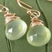 SALE - Glowing Prehnite Gold Earrings