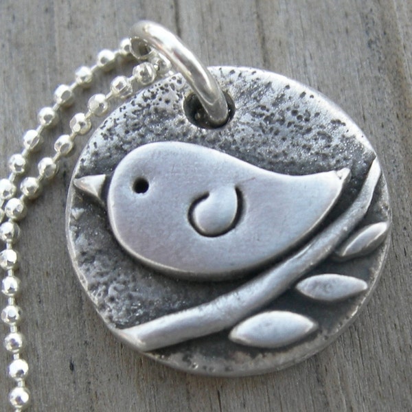 Personalized Solo Tweet Fine Silver Pendant