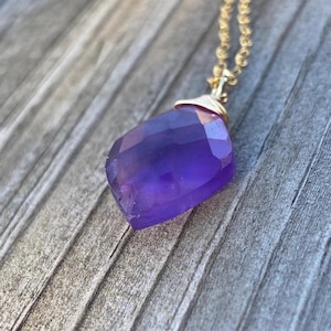 Amethyst Gold Fill Wire Wrapped Pendant February Birthstone