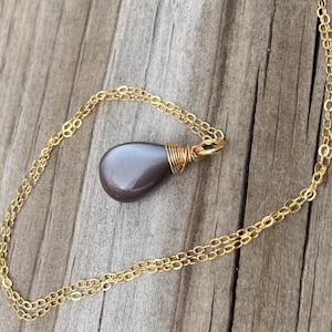 Mocha Moonstone Gold Wire Wrapped Pendant