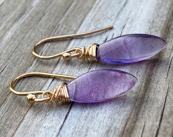 Amethyst Twist Gold Fill Earrings February Birthstone