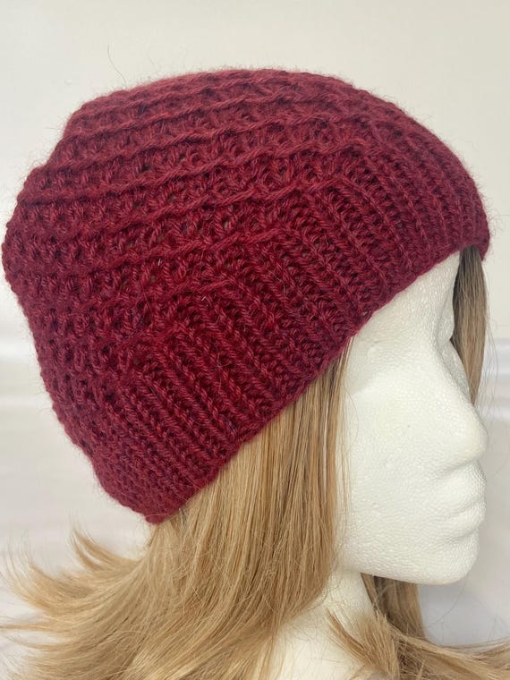 Hand knit crosshatch beanie Cross Hatch Beanie Knitting pattern by Hooked Hazel | LoveCrafts main image 2