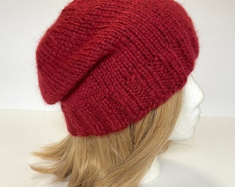 Cranberry Cloud Angora Merino slouchy weiche Beanie