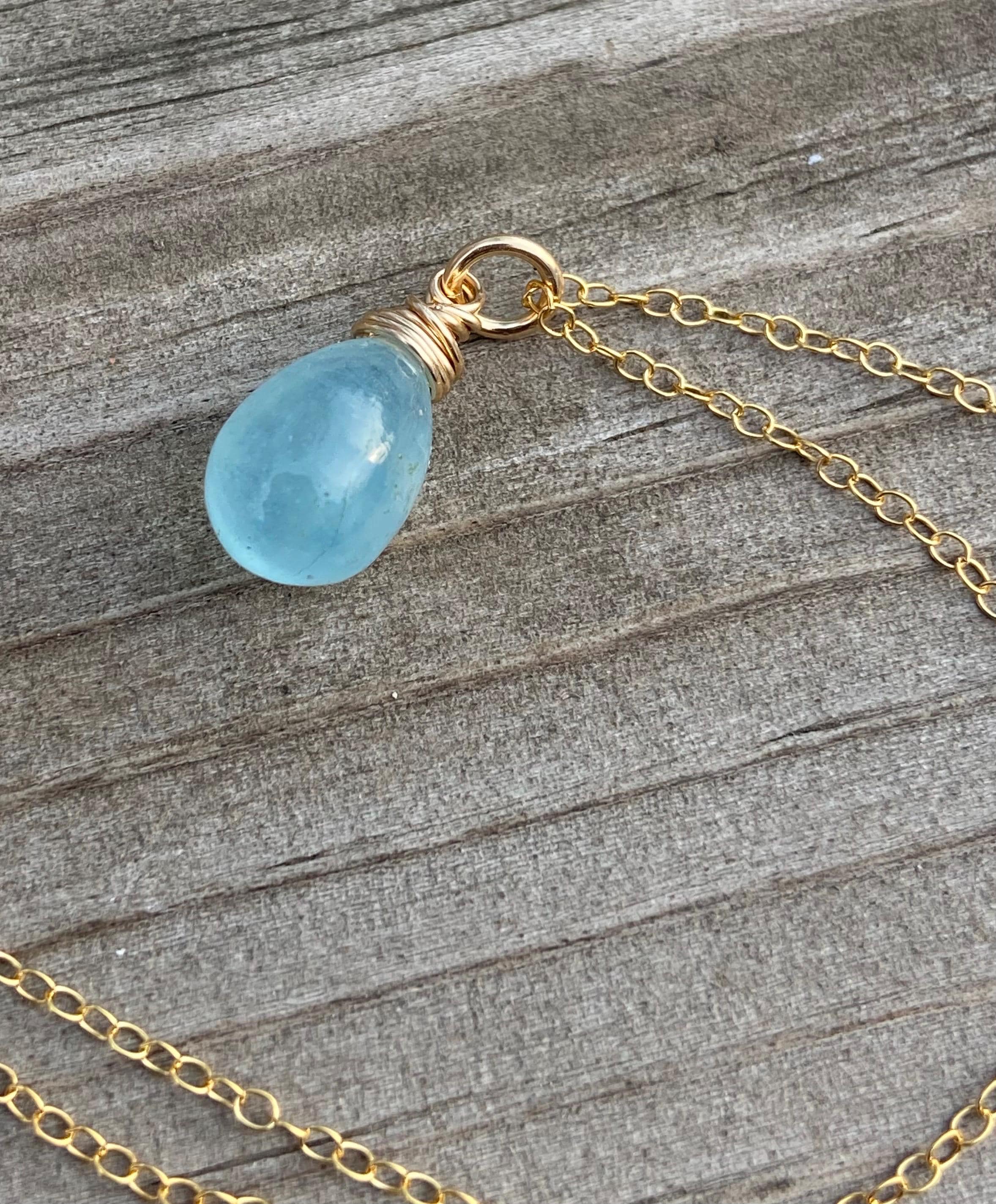 18KGF ゴールドフィルド　天然石　アクアマリン　3月誕生石　ペンダント アクアマリンゴールドフィルドペンダントネックレス：3月の誕生石