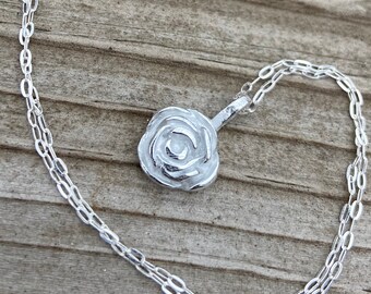 Tiny Rose Big Love Silver Necklace