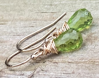 Peridot Gold Dangle Earrings