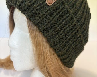 Bosgroene zachte geribbelde beanie