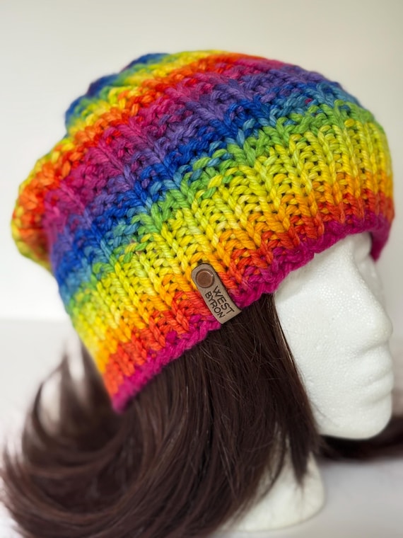 Hand Crafted Vibrant Knit Beanie Hat Handmade With Vibrant Chromatic Spectrum – Colorful  main image 4