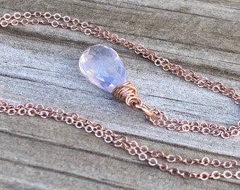 Lavender Quartz Rose Gold Wire Wrapped Pendant