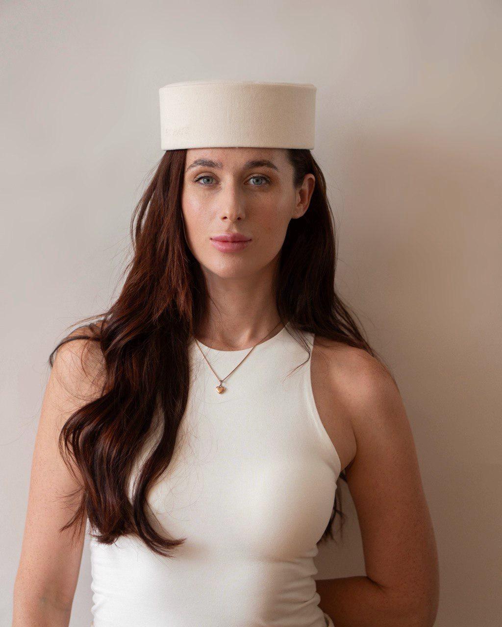 Ecru Raw Denim Pillbox Hat, Natural Unbleached Cotton Toque Cap, Satin Lined Headwear