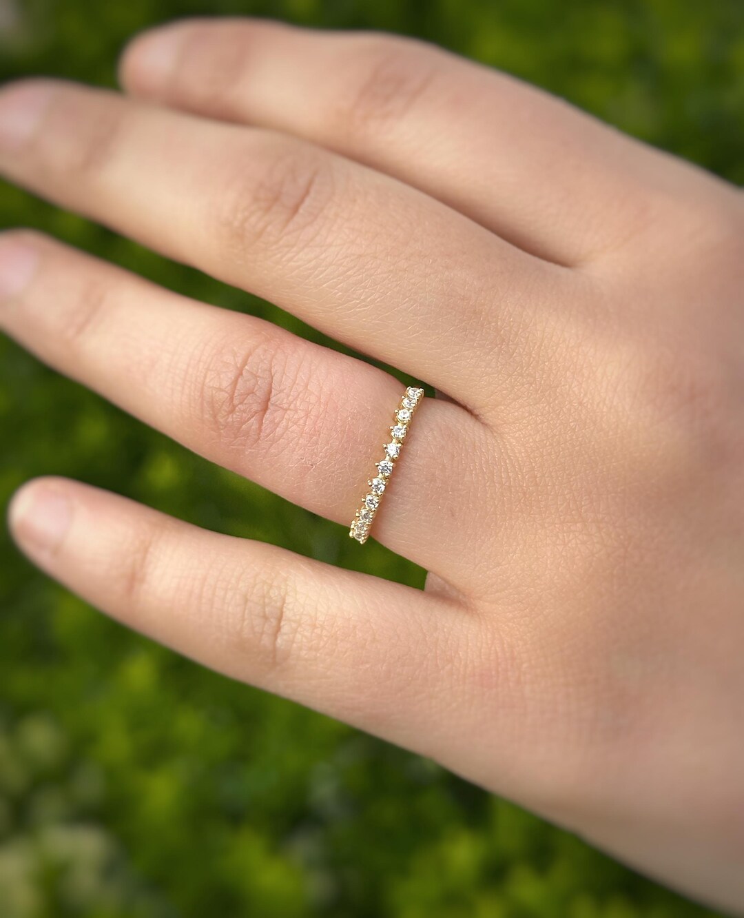 Minimalist Eternity Band in 14K Solid Gold, Dainty Stacking Ring for ...