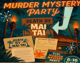 Tiki Murder Mystery Party Kit – Printable Luau Whodunnit Game – DIY Hawaiian Dinner Party – Death by Mai Tai