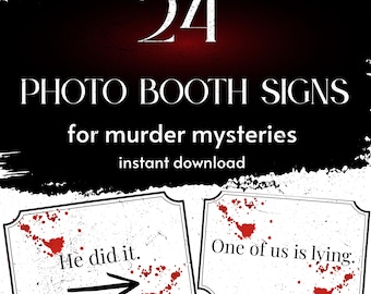 Murder Mystery Photo Booth Props – Printable Halloween & Party Signs – Spooky DIY Game Night Decor – Instant Download