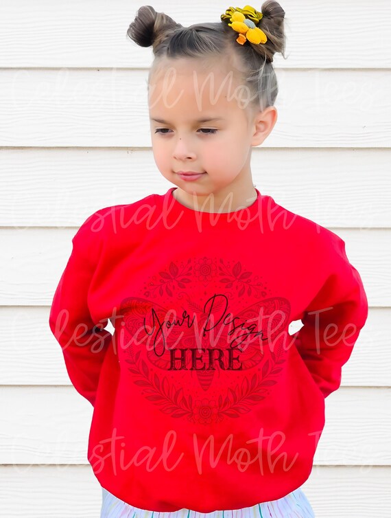 Girl Red Gildan Sweatshirt Front 18000B Mockup, Top Template for