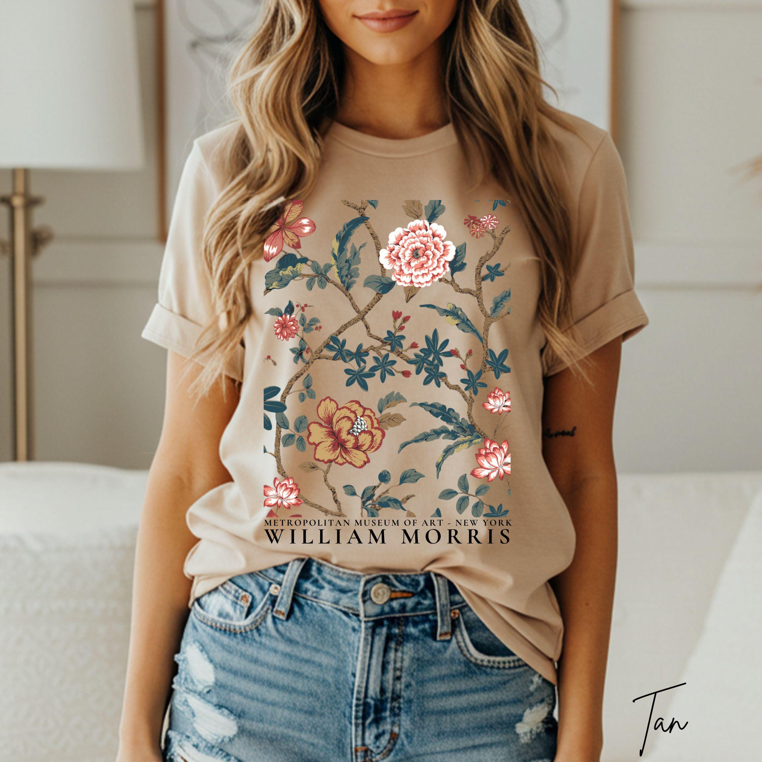 William Morris Botanical Bird T-shirt: Floral Folk Art Unisex Tee