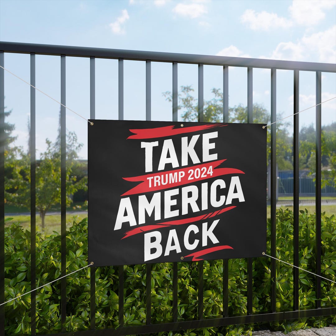 Patriotic Banner, Matte Black 2024 Trump Banner Sign, MAGA Yard Banner ...