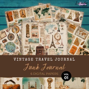 Vintage Reise Junk Journal Papiere, Digitale Journal Seiten, Vintage Ephemera, Wanderlust, bedruckbar, Papier Handwerk Collage Sheet Kommerzielle Nutzung