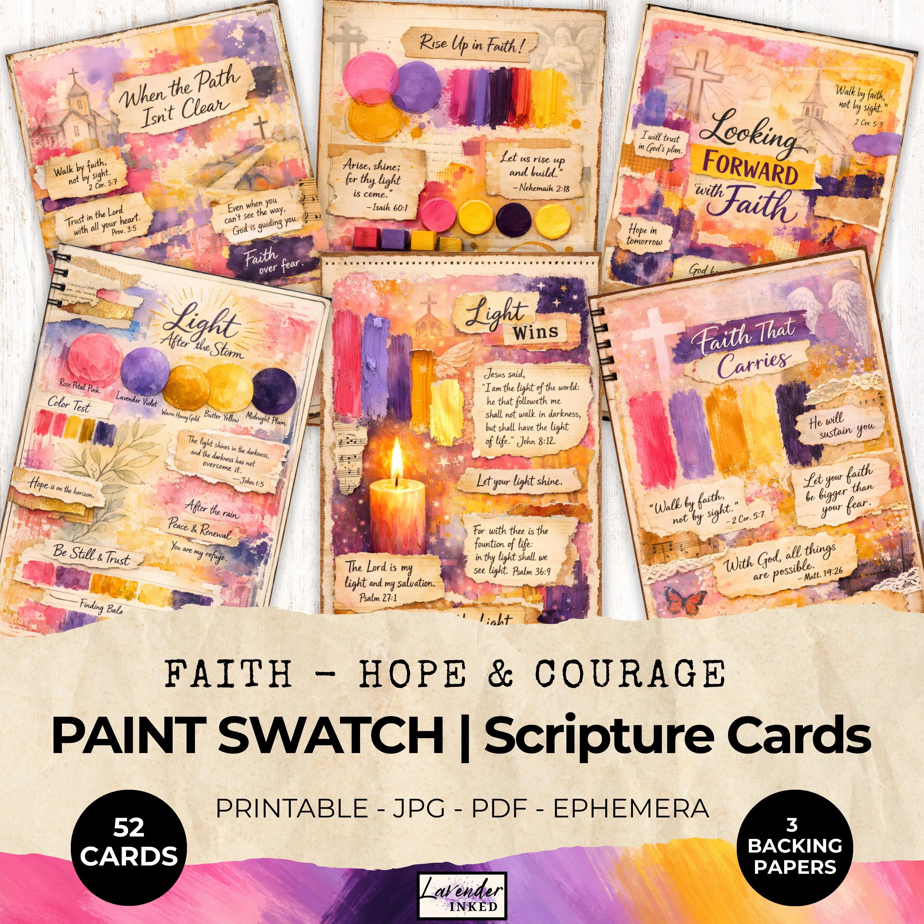 Faith Paint Swatch Junk Journal, Scripture Scraps, Prayer Cards, Bible ...