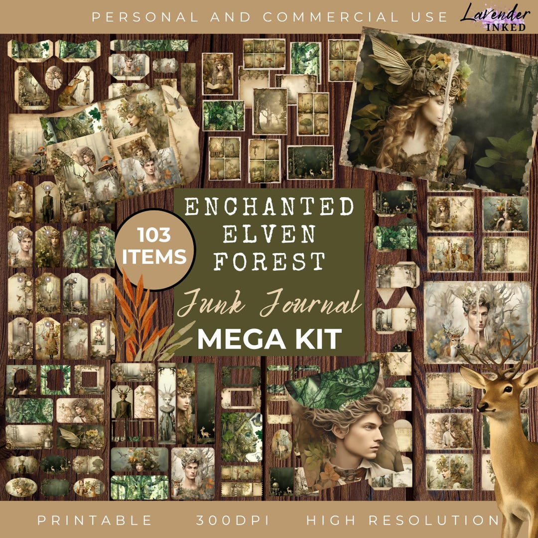 Enchanted Elven Forest Junk Journal Kit, Elfcore Fantasy Ephemera ...