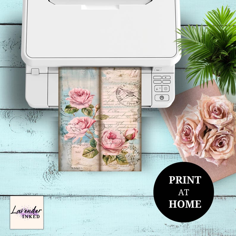 Vintage Rose Tall and Skinny Junk Journal Kit, Journal Pages, Shabby ...