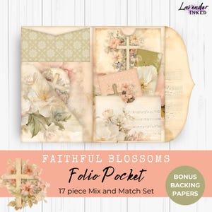 Faith Junk Journal Folio Printable, Folio Pocket, Ephemera, Prayer, Christian Folio, Devotional, Digital Folio, Scripture Printable, LV036