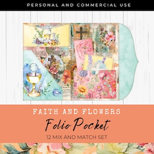 Faith Junk Journal Folio Printable, Folio Pocket, Ephemera, Prayer, Christian Folio, Devotional, Digital Folio, Paper Craft, Collage, LV015