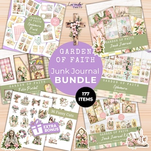 Faith Junk Journal Kit, Prayer, Religious, Christian, Journal Pages, Cards, Tags, Folio, Printable Ephemera, Fussy Cuts, Digital, LV028