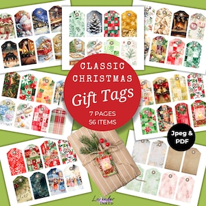 Geschenkanhänger Weihnachten, Geschenkanhänger Weihnachten, Geschenkanhänger Weihnachten, Junk Journal Tags, Weihnachten Ephemera, Geschenkanhänger, Basteln, LV032