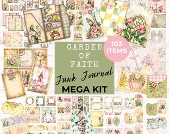 Faith Junk Journal Kit, Prayer Journal, Christian, Junk Journal, Papers, Printable Ephemera, Digital Folio, Tags, Envelopes, Cards, LV028