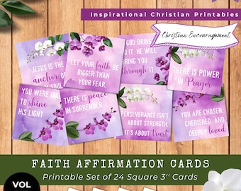 Christliche Affirmationskarten V1, Schrift Ermutigungskarten, Gebetstafel zum Ausdrucken, Bibel Journaling Karten, Glaube Junk Journal Scraps